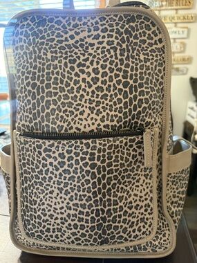 Marc By Marc Jacobs NEW RARE ALL LEATHER  Leopard Print Backpack with Tan Trim